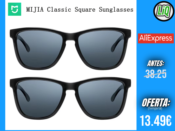 Gafas de Sol Cuadradas Clásicas Originales MIJIA: Lentes Polarizadas TAC, Montura Retro Ultraligera sin Tornillos y Protección UV, Ideales para Conducir (Mujeres y Hombres) +++ 🎫 Cupón Descuento: FSES02