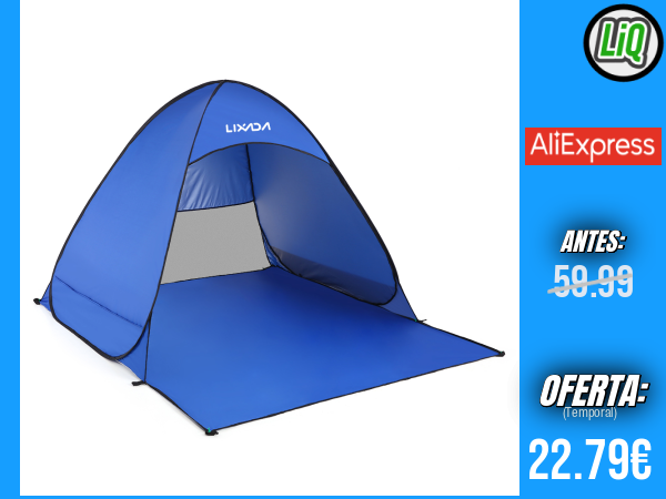 Carpa de Playa Lixada Emergente Instantánea Automática: Ligera para Exteriores, con Protección UV, Ideal para Pesca y Camping, Refugio Solar Tipo Cabaña +++ 🎫 Cupón Descuento:  FSES02