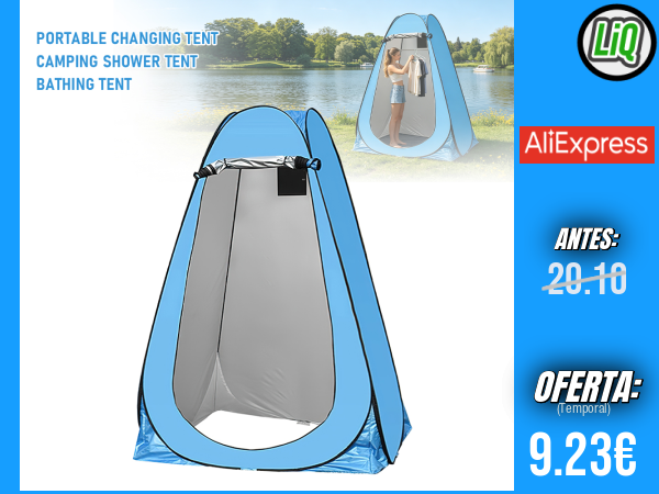 Carpa de Cambio Portátil para Exteriores: Ducha y Carpa de Privacidad para Camping, Disponible en 3 Colores, Hecha con Tela Plateada 170T y con Protección Solar y UV +++ 🎫 Cupón Descuento: Elije color verde para el descuento
