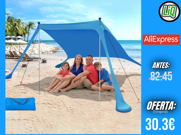 Tienda de campaña a prueba de viento y ultraligera con toldo de playa al aire libre: sombrilla UV ideal para picnics y pesca +++ 🎫 Cupón Descuento: ESSC03