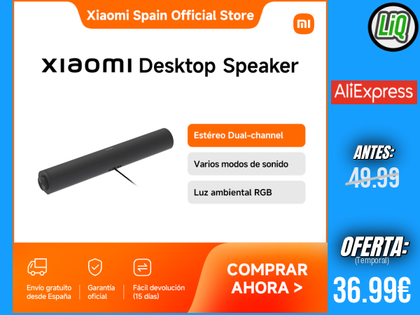 Oficial: Xiaomi Desktop Speaker con configuración acústica de 4 unidades, dos canales con efecto estéreo y múltiples modos de sonido +++ 🎫 Cupón Descuento: ESSC03