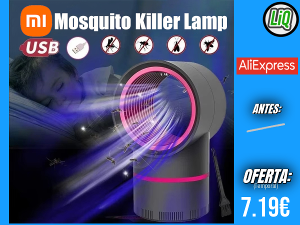 Lámpara Antimosquitos Xiaomi: Trampa Eléctrica para Moscas con Enchufe USB, Portátil para Exteriores, Silenciosa y Eficaz contra Mosquitos +++ 🎫 Cupón Descuento: ESSC02 para pedidos 15€