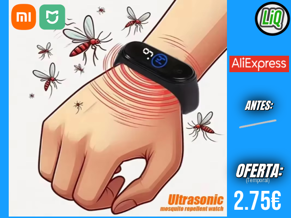 Pulsera Antimosquitos Xiaomi Mijia de Alta Tecnología con Repelente Ultrasónico: Ideal para Interiores y Exteriores, Protección Eficaz Contra Mosquitos +++ 🎫 Cupón Descuento: ESSC02 para pedidos de 15€