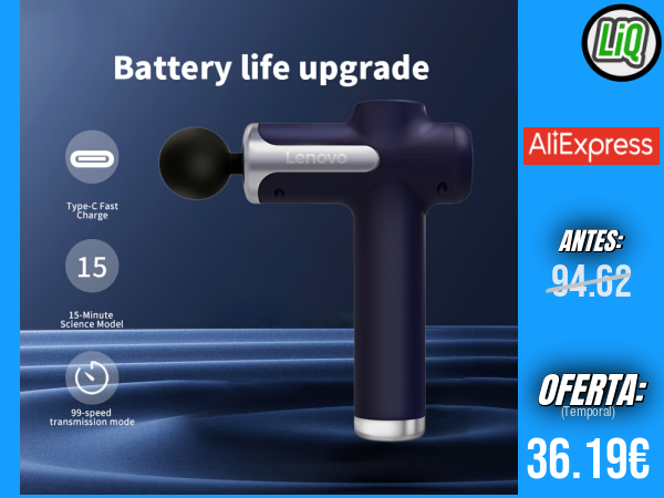 Dispositivo de Masaje Lenovo N3: Masaje Profundo para Aliviar el Dolor Muscular, Ejercitar y Relajar, con Pantalla Táctil LED, Portátil y Multiusos +++ 🎫 Cupón Descuento: ESSC03