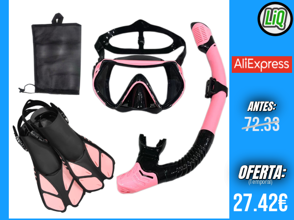 Máscara y Gafas de Snorkel para Adultos (Unisex): Conjunto Completo con Tubo de Natación para una Experiencia de Snorkel Cómoda y Segura +++ 🎫 Cupón Descuento: color verde o rosa