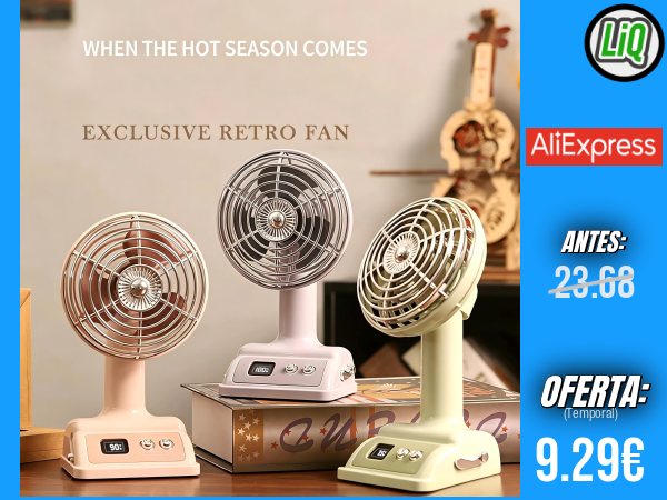 Ventilador de Escritorio Clásico Retro y Nostálgico: 100 Niveles de Velocidad Ajustables y Diseño Recargable Ideal para Dormitorio de Estudiantes +++ 🎫 Cupón Descuento:  ESSC02 para pedidos >15€