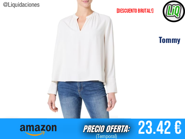 Tommy Hilfiger Blusa Soft Viscose con Cuello de Pico en Marfil (Ivory Petal). ✨mujer
Talla: 42