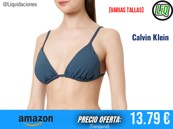 Calvin Klein Top de Bikini Triángulo con Relleno Extraíble en Azul Ink. ✨Mujer
Talla: XS y S