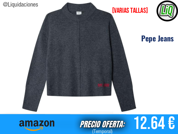 Pepe Jeans Bibby: la prenda de punto gris que eleva cualquier look. ✨niñas
Talla: 8 y 16 años