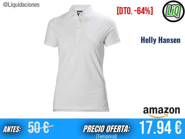 Helly Hansen W Crew Pique 2 Polo: estilo náutico y comodidad premium para tu día a día.mujer
Talla: XS en blanco o negro