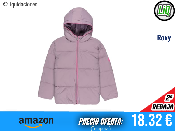 Roxy Groovy Baby Puffer - Chaqueta Puffer Color Morado, Cálida y Cómoda. ✨niña
Talla: 4 años