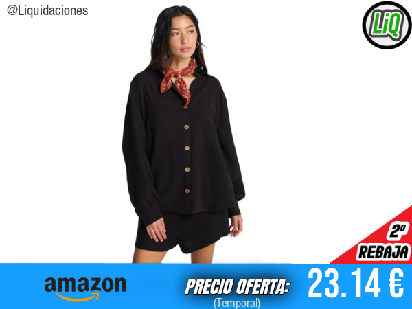 BILLABONG Swell Blouse, camisa con botones negra ideal para tu look diario. ✨mujer
Talla: S