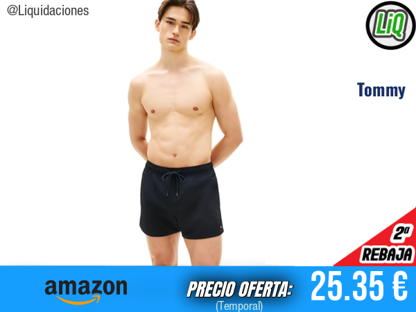 Tommy Hilfiger Bañador Drawstring con Bolsillo Trasero en Azul Desert Sky. ✨hombre
Talla: XXL