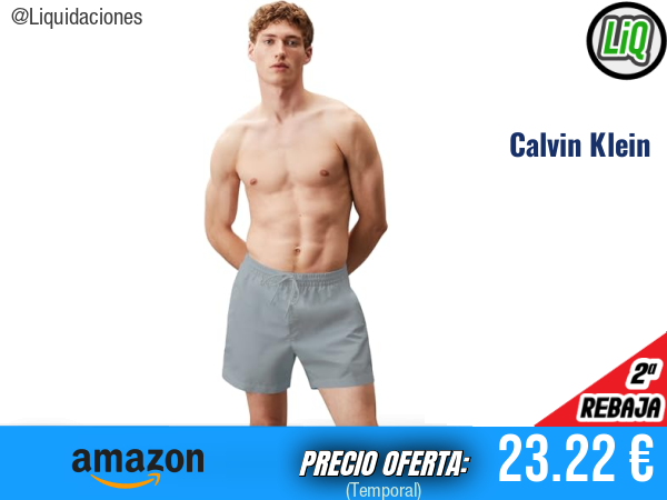 Calvin Klein Pantalones Cortos LV00N61109 con Cordón, Gris Cantera. ✨hombre
Talla: L