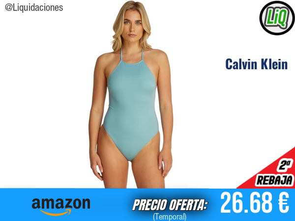 Calvin Klein Traje de baño High Neck One Piece Neckholder en Turquesa Saltwater Aqua. ✨mujer
Talla: M