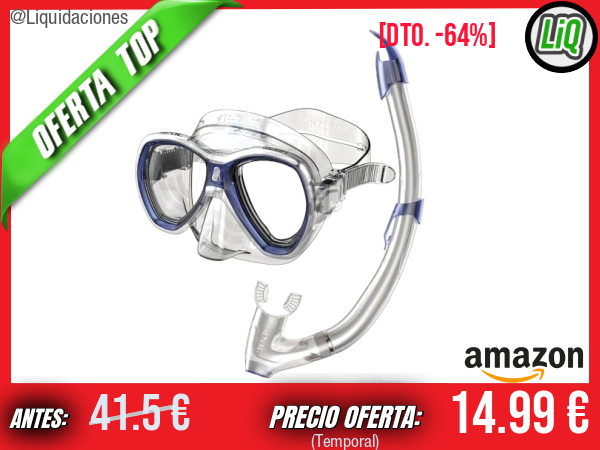 Seac Set Elba Valve: set de snorkel con máscara subacuática y tubo con válvula de purga para una respiración más cómoda. ✨unisex
Talla: regular
