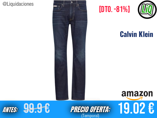 Calvin Klein Jeans LV04RD740G - Jeans Ajustados Glory Days en Azul (Glory Days). ✨hombre
Talla: 29W / 34L