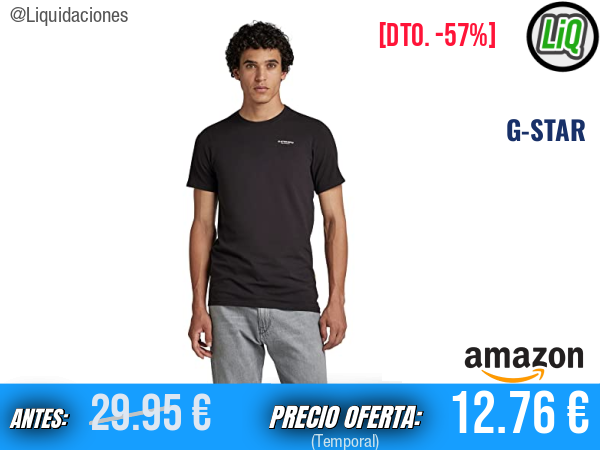 G-STAR Camiseta Slim Base Negra, estilo esencial para combinar a diario. ✨hombre
Talla: XL
