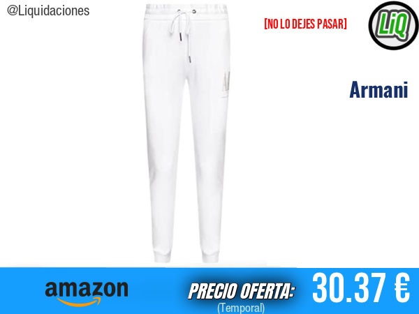 Armani Exchange Pantalón Deportivo de Rizo con Cordón y Logotipo, Blanco Óptico. ✨mujer
Talla: M
