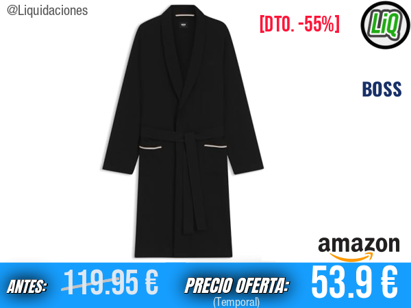 BOSS Bata de estar Negro: confort premium para tus momentos de relax. ✨hombre
Talla: M