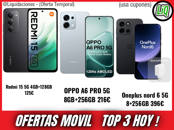 Ofertas movil del dia🌡️- Top 3 moviles hoy 👇 (usa cupones: IFPTUMZQ)