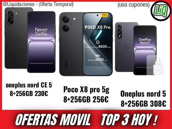 Ofertas movil del dia🌡️- Top 3 moviles hoy 👇 (usa cupones: ESSC30 ó ESC45 si añades 15€ te salen gratis)