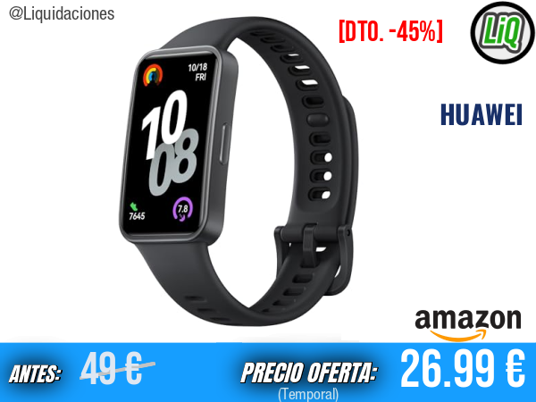 HUAWEI Band 10 Smartwatch Negro: Monitorización de Actividad Física con IA, Análisis del Sueño a Nivel Profesional con VFC Promedio y Datos Detallados, Compatible con iOS y Android, hasta 14 Días de Autonomía