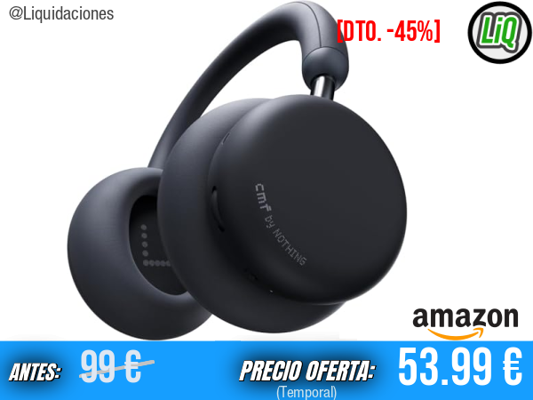 CMF Headphone Pro: Auriculares Bluetooth Over-Ear de Diadema en Gris Oscuro con hasta 100h de Batería, Audio Hi-Res con LDAC, Audio Espacial y Cancelación Activa de Ruido (ANC)