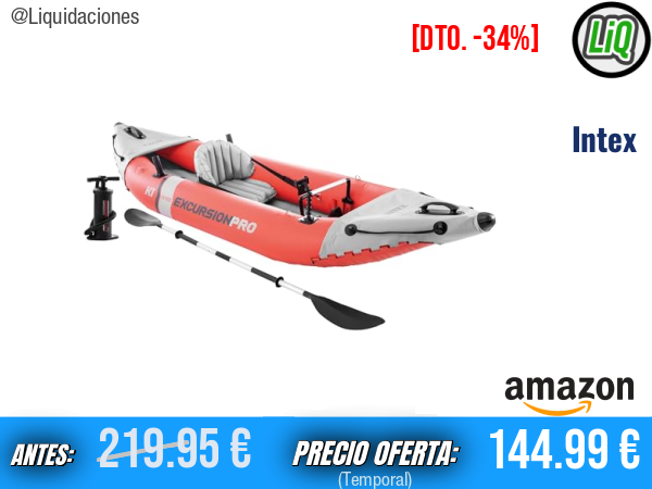 Intex Excursion Pro: Kayak Hinchable con Remo y Hinchador Incluidos (Pack Completo)