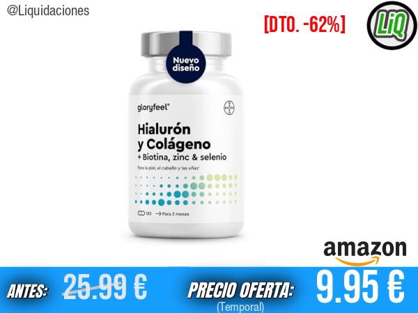 Colágeno + Ácido Hialurónico: soporte integral para cabello, piel, huesos y sistema inmunitario — fórmula avanzada con 1000 mg de colágeno hidrolizado + Vitamina C, Biotina, Zinc, Selenio y otros — 180 cápsulas