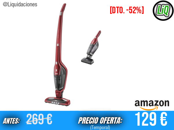 AEG CX7-2-45AN: Aspiradora Sin Cable de Alto Rendimiento con 45 min de Autonomía (18 V), 2 Velocidades, Cepillo 180º con LED, Aspiradora de Mano Especial Mascotas, Depósito de 0,5 L en Color Rojo