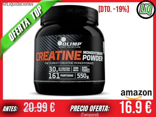 Olimp Sport Nutrition Creatina Monohydrate en Polvo (550 g): Más fuerza, potencia y rendimiento para tus entrenamientos