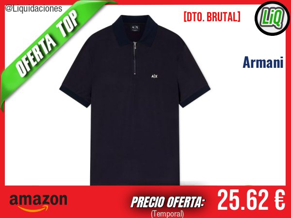 Armani Exchange Polo Azul con Cremallera Plateada y Logotipo Bordado 3D. ✨hombre
Talla: M
