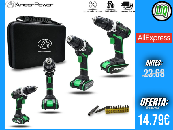 Taladro Eléctrico Inalámbrico de Doble Velocidad + Mini Destornillador Eléctrico con Batería de Litio Recargable (12V/16V/21V/25V Plus) +++ 🎫 Cupón Descuento: FSES02