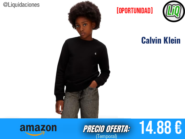Calvin Klein Sudadera Mini Badge con Cuello Redondo en Negro, estilo icónico y confort diario. ✨unisex
Talla: 8 años
