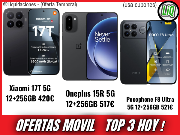 Ofertas movil del dia🌡️- Top 3 moviles hoy 👇 (usa cupones: FSES60)