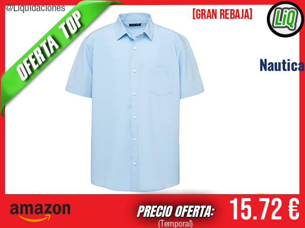 Nautica Camisa Oxford de Manga Corta con Botones y Cuello Abotonado, Ox Blue. ✨hombre
Talla: XL