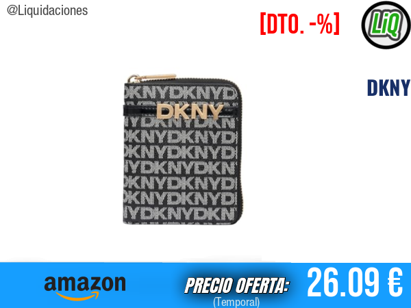 DKNY Avril Small Zip Alrededor Billfold con Logotipo en Negro y Negro. ✨mujer
Talla: S