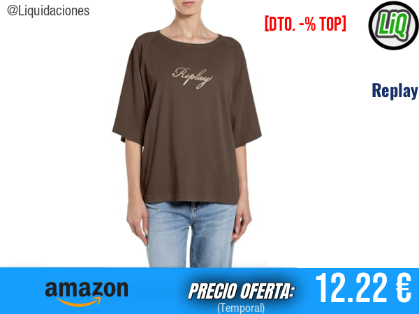 Replay Camiseta Coffee 529 en color marrón, estilo imprescindible. ✨mujer
Talla: S