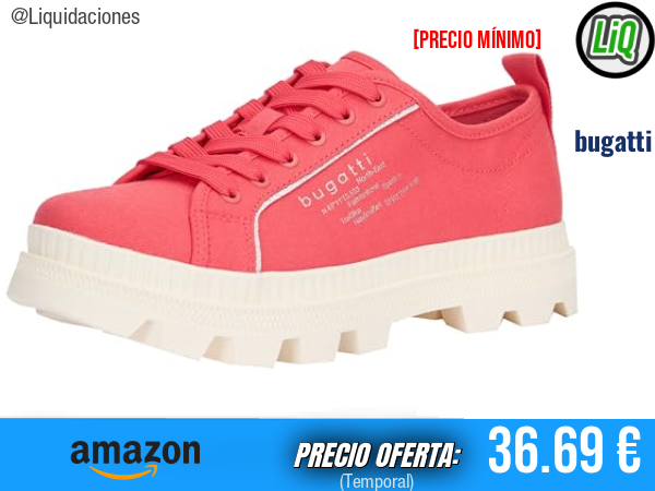 Bugatti 435-A6K07: estilo en rojo claro y plateado con cordones para destacar. ✨mujer
Talla: 38 EU