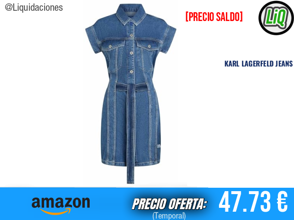 KARL LAGERFELD JEANS Belted Denim Dress en denim azul medio: estilo icónico y favorecedor. ✨mujer
Talla: XS