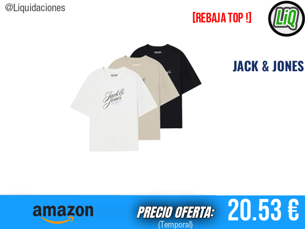 JACK & JONES Jorinwood Tee SS Crew Neck FST Pack de 3 Camisetas Blanco Brillante. ✨hombre
Talla: M