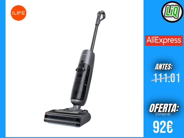 Aspiradora Inalámbrica ILIFE W90 Pro Mejorada: Mopa Húmeda y Seca, Succión Potente de 7000 Pa, Autolimpieza con un Toque, Limpiador de Pisos con Pantalla LED y Tanque de Agua Doble Grande +++ 🎫 Cupón Descuento: WOES07
