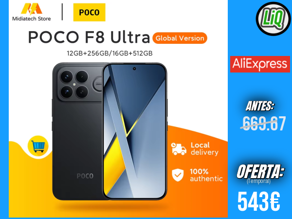 POCO F8 Ultra (Versión Global) con Snapdragon 8 Elite Gen 5: Smartphone POCO con Pantalla AMOLED de 6,9” a 120 Hz, Batería de 6500 mAh y Carga de 100 W +++ 🎫 Cupón Descuento: WOES39