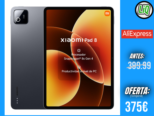 Xiaomi Pad 8 (8GB/128GB) Versión ES: Tablet de 11,2” 3.2K con Snapdragon 8s Gen 4, batería de 9200mAh y WiFi 7 (cargador no incluido) +++ 🎫 Cupón Descuento: WOES29