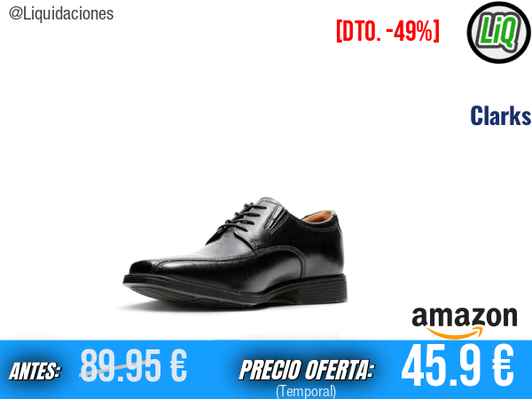 Clarks Tilden Walk en Negro: Elegancia y Comodidad para Cada Paso. ✨hombre
Talla: 41.5 y 44.5