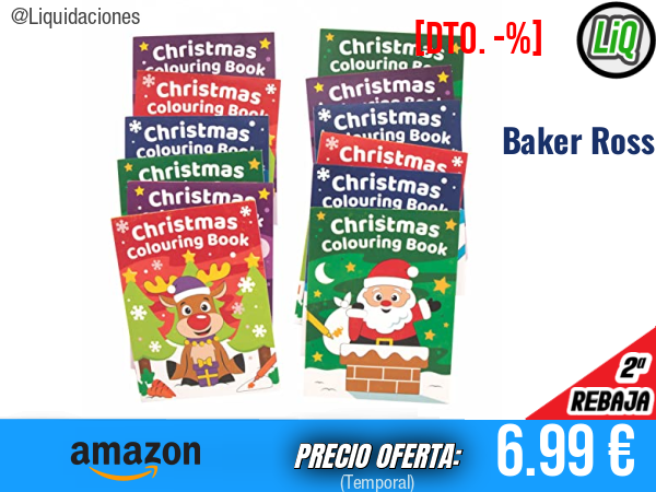 Baker Ross FC173 Mini Libros para Colorear de Navidad (Pack de 12), perfectos como rellenos para bolsas de fiesta. ✨niño
Talla: S