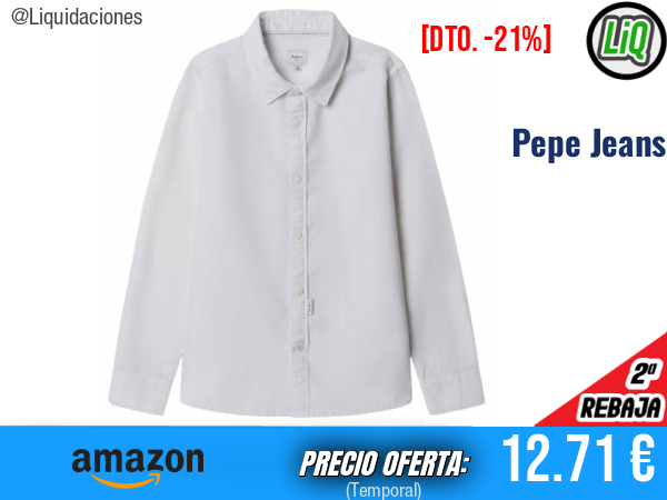 Pepe Jeans Camisa Daniel en Blanco, estilo impecable para cualquier ocasión. ✨niño
Talla: 10 años