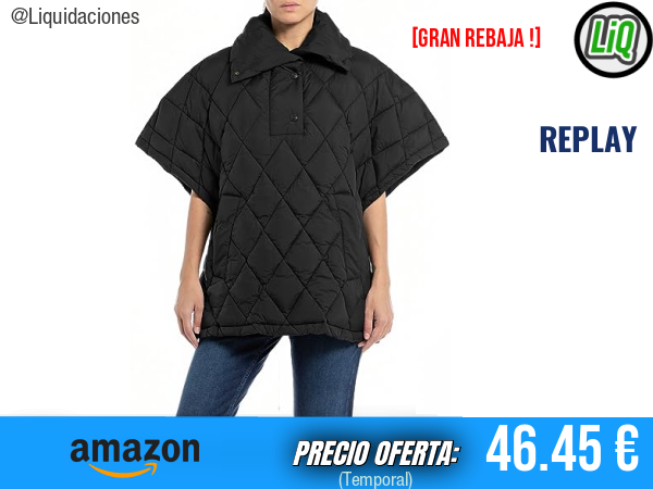 REPLAY Chaleco Negro con Cuello Elegante y Versátil. ✨mujer
Talla: S