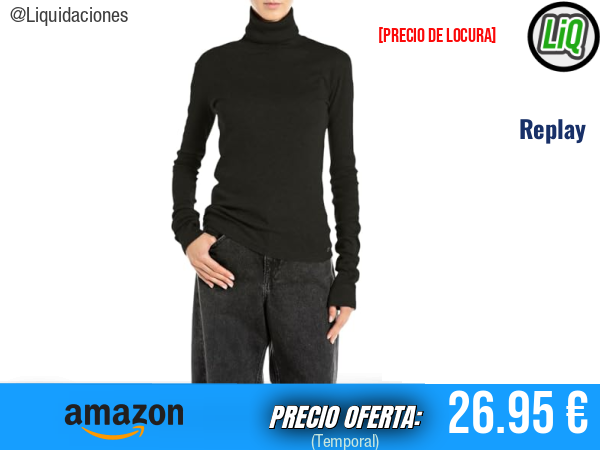 Replay Camiseta de Manga Larga con Cuello Alto 098 Negro. ✨mujer
Talla: S